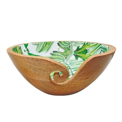 Mango Wood Yarn Bowl with Enamel Coating EST1107